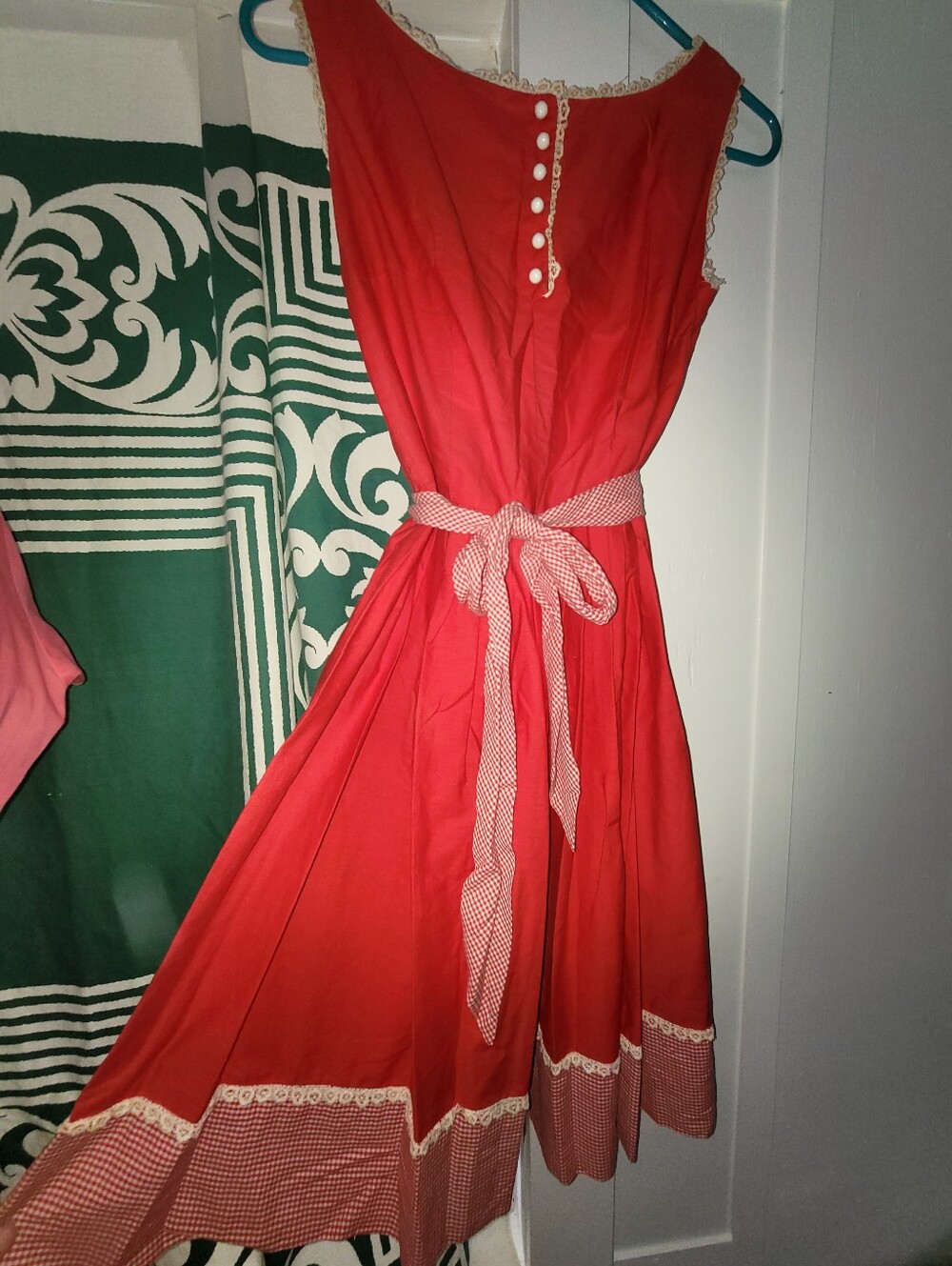 Vintage Dress Union Made Pre 1958 Red Gingham Dress MINT NO SIZE Label